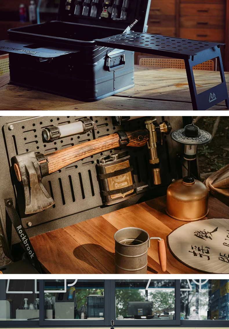 ロックブルック ブラックアルミサイドテーブル 30L・50Lボックス用 Rockbrook BLACK Aluminium Side Table For 30L 50L Box ( BX1019ZZ / BX1018PB )