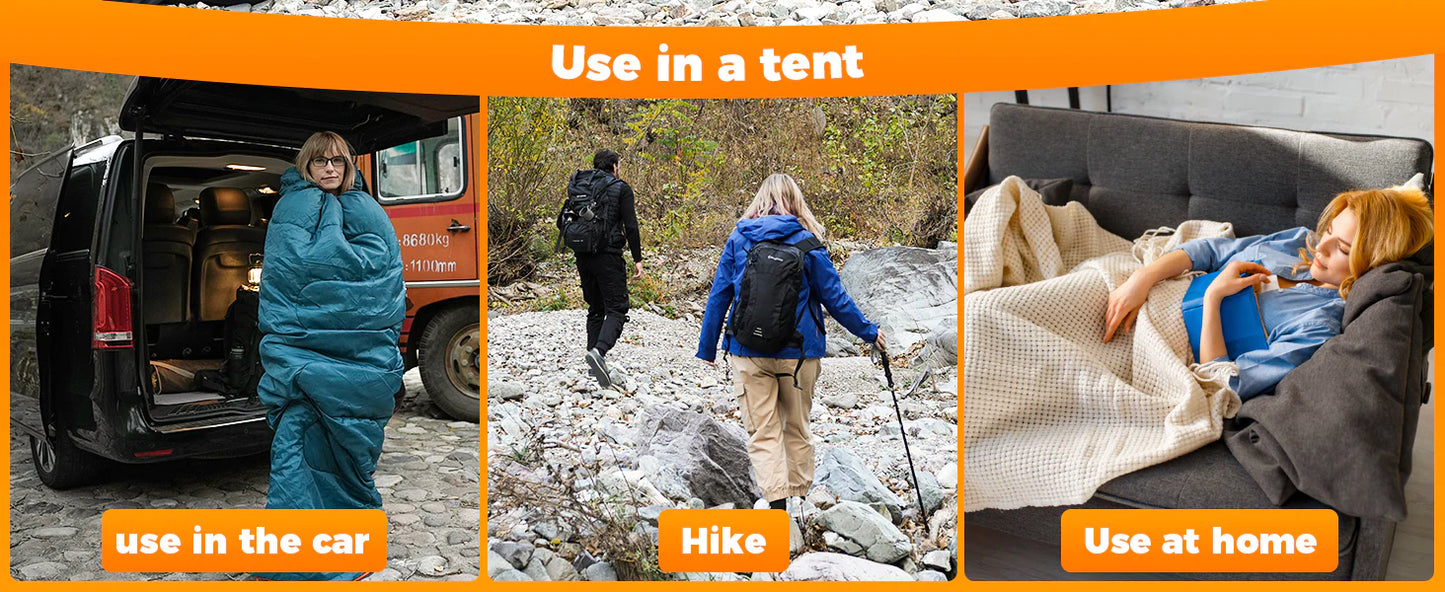 【KingCamp|キングキャンプ】TIGRIS 250|フード付き封筒型寝袋|コントラストカラー・スタイリッシュモデル(ピーコックブルー)