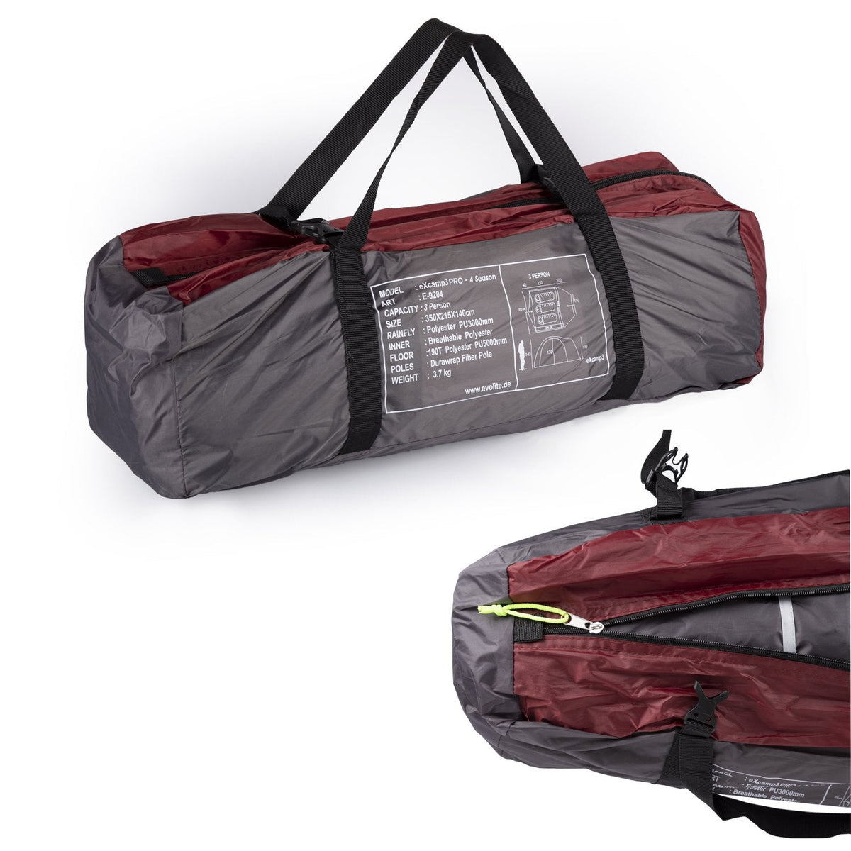 Evolite(エボライト)Excamp 3 Pro Tent(エクスキャンプ 3 プロ テント)3人用 3シーズン ダブルウォール ドームテント E-9204