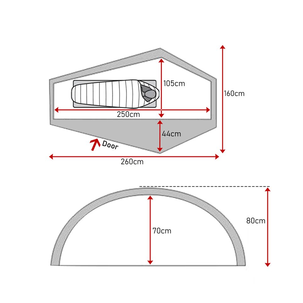 Evolite(エボライト)Summit Pro Tent Sun Fresh UPF80(サミットプロ テント)1人用 4シーズン トンネル型ドームテント