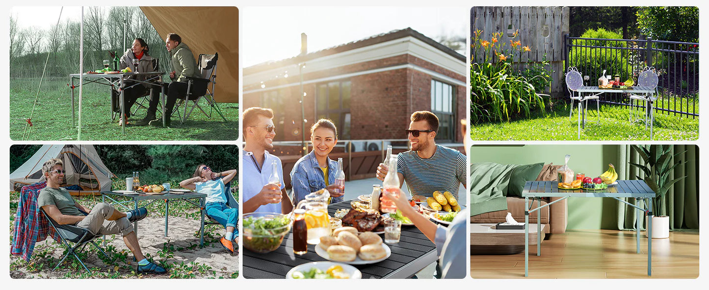 【KingCamp|キングキャンプ】アウトドアロールテーブル アルミキャンプテーブル 107×70×70cm(シルバー/ブラック)