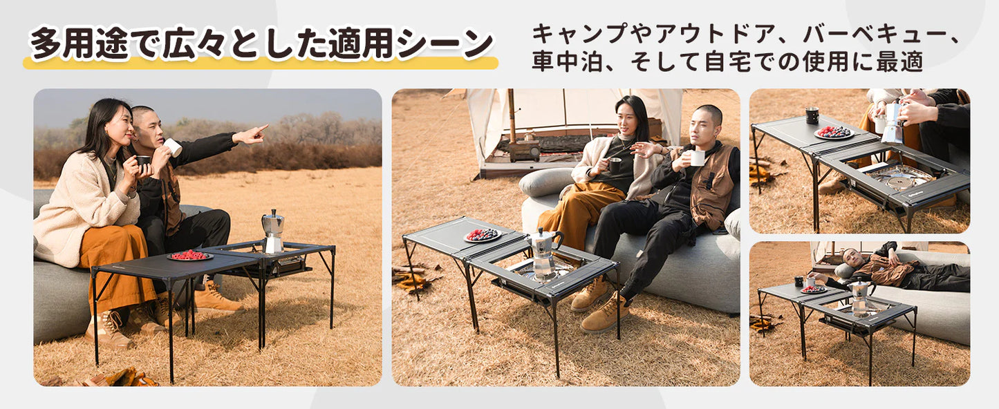 【KingCamp|キングキャンプ】Aluminum Folding Table|折りたたみ式 アウトドアテーブル コンロ対応 61×42×42cm
