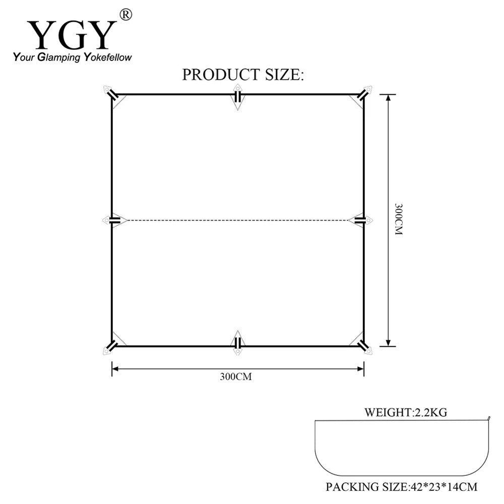 YGY TCタープ 300-300cm 防水 ポリコットン テントタープ ハンモックタープ