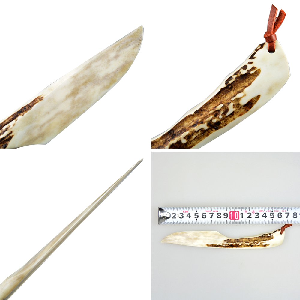 ブッシュクラフト 鹿角ナイフ ラージ エゾジカの角 ハンドメイドナイフ キャンプ用品 Bush Craft