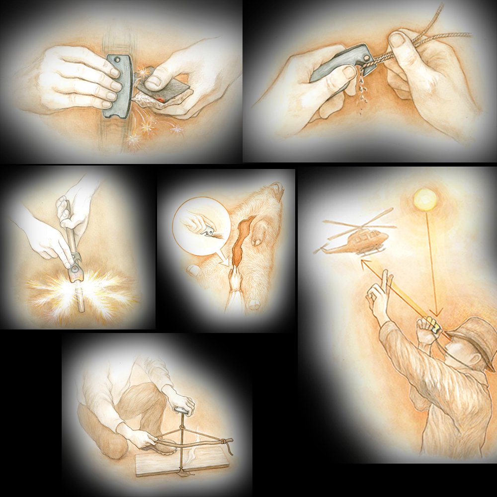 火打金 5in1 フリントストライカー ブッシュクラフト ガットフック 着火道具 火おこしグッズ サバイバルグッズ キャンプ アウトドア BBQ Bush Craft