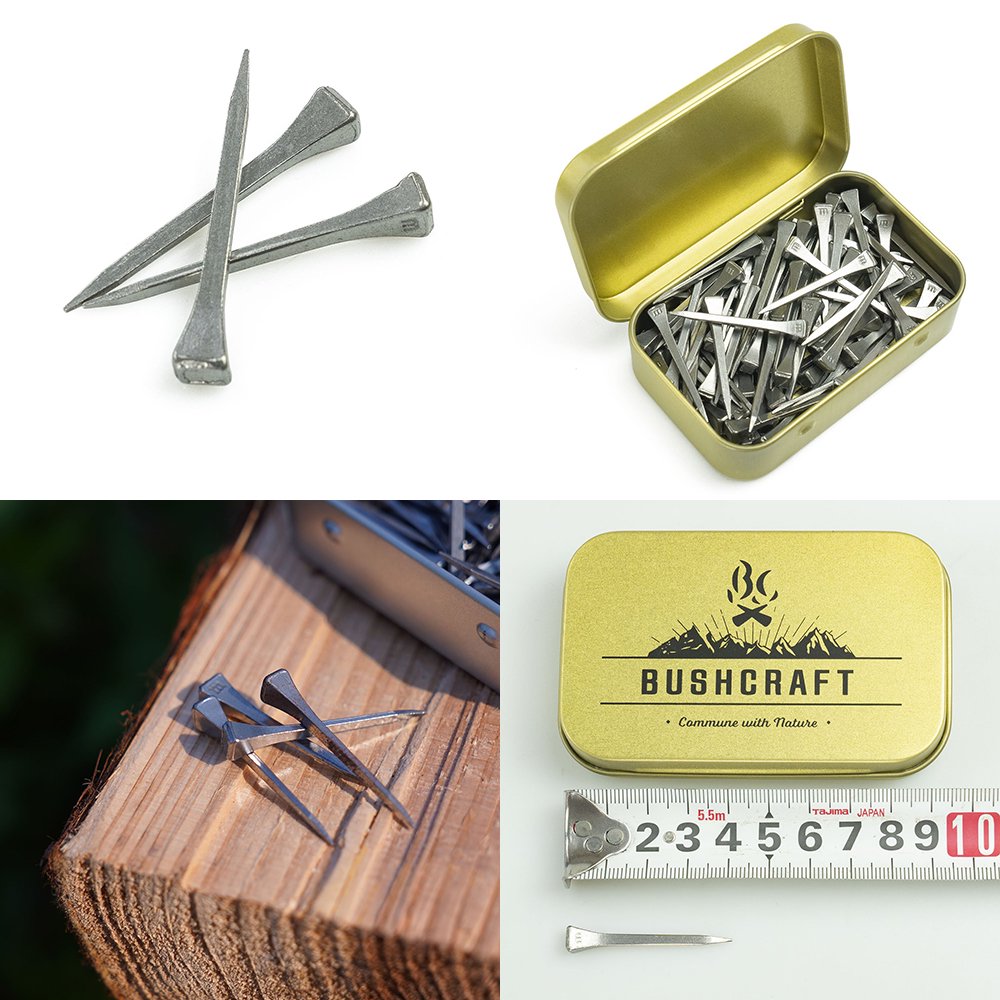 Bush Craft ブッシュクラフト たき火フライパンの釘 100本入 シルバー