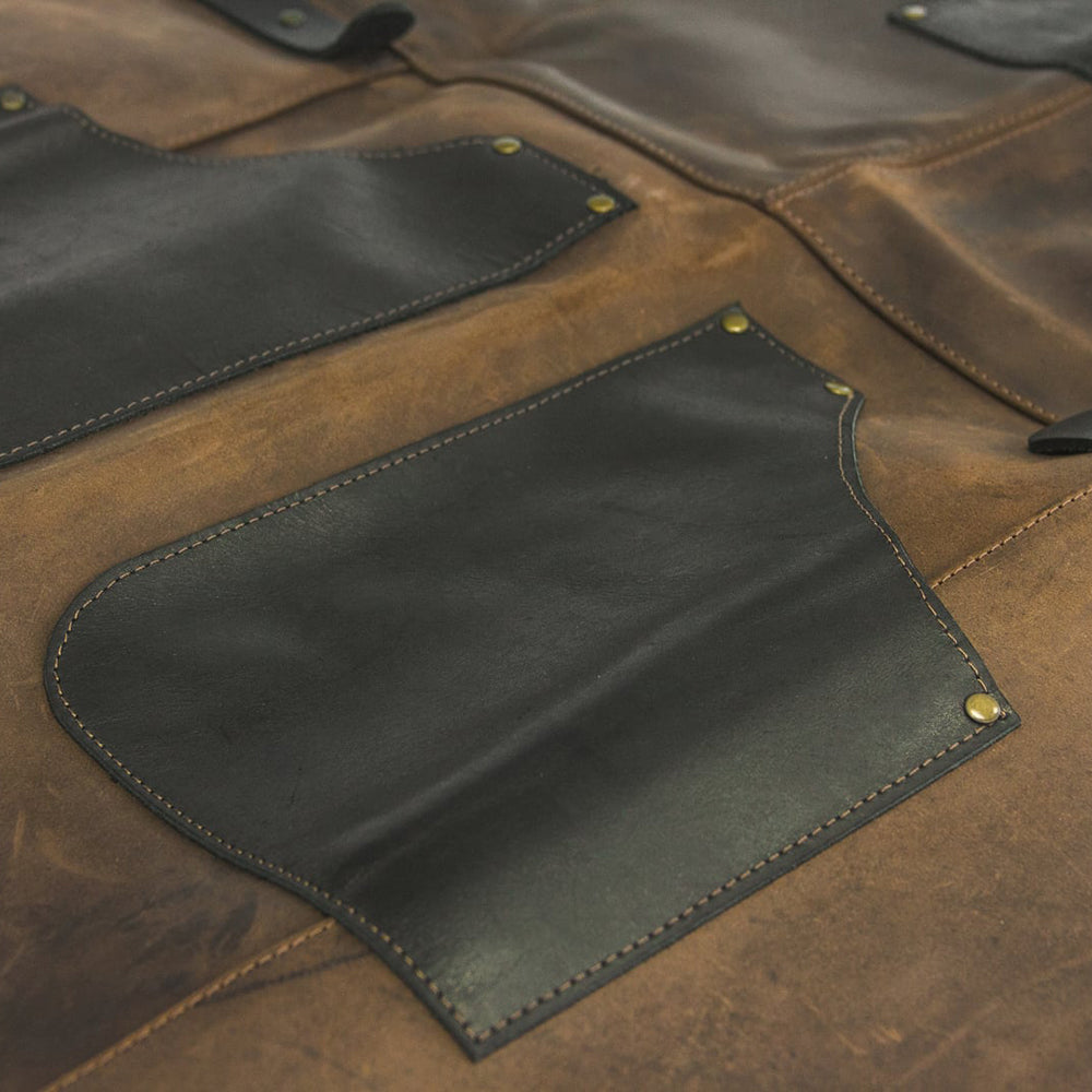 ビーバークラフト レザーエプロン ブラック&ブラウン 本革 Beaver Craft Genuine Leather Apron Black&Brown