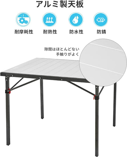 【KingCamp｜キングキャンプ】アウトドアロールテーブル アルミキャンプテーブル 107×70×70cm（シルバー／ブラック）