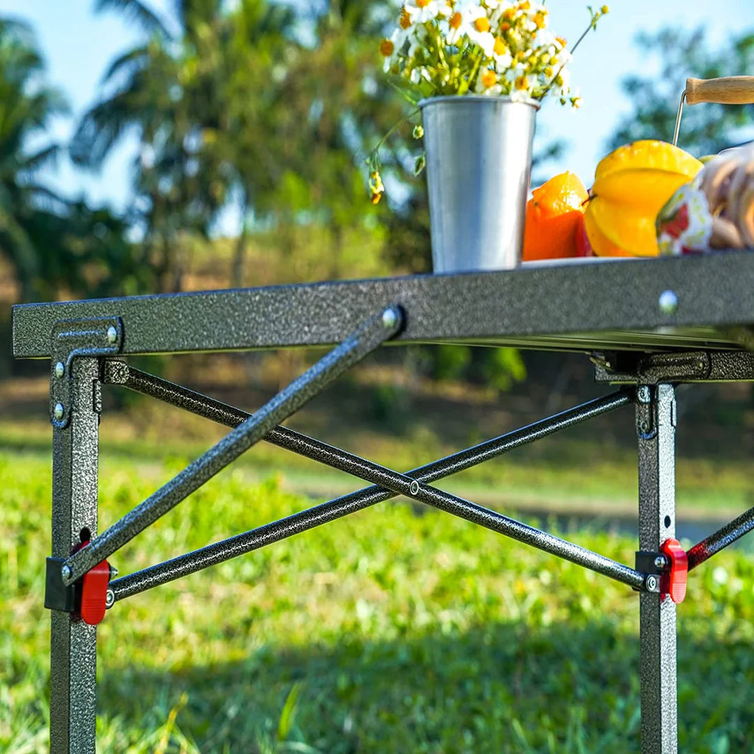 【KingCamp｜キングキャンプ】アウトドアロールテーブル アルミキャンプテーブル 107×70×70cm（シルバー／ブラック）