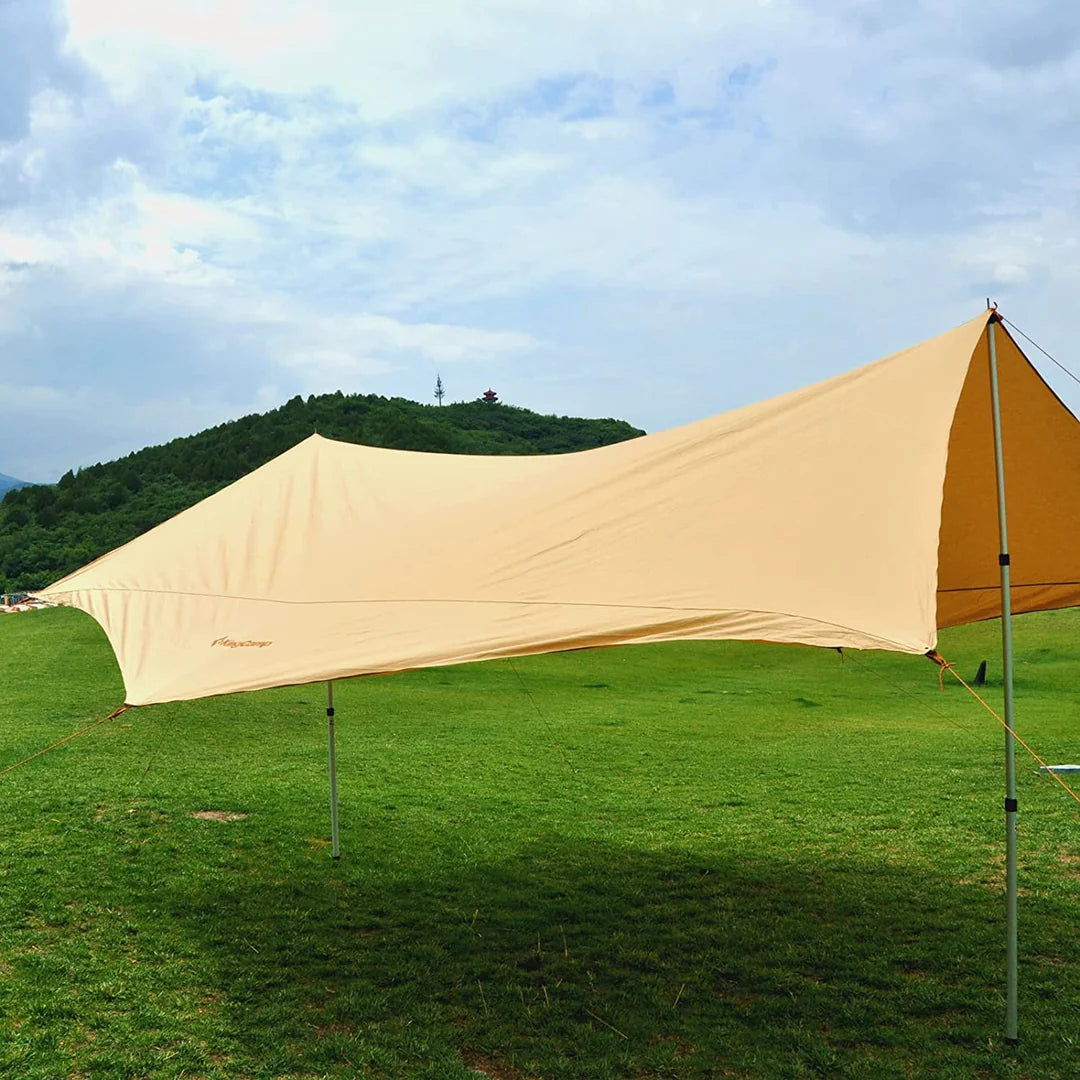 【KingCamp｜キングキャンプ】T/Cサンシェルター 六角タープ 4.2×4.2m（カーキ）