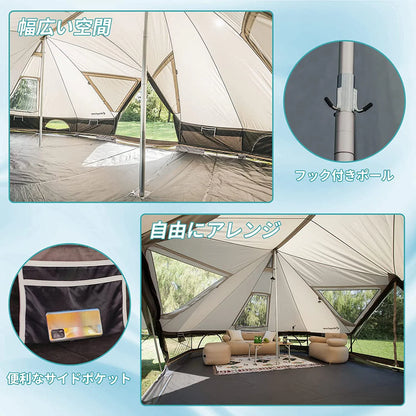 【KingCamp｜キングキャンプ】Khan Palace｜グレー｜超大型T/Cグランピングテント（煙突穴付・二重構造）