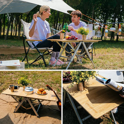 【KingCamp｜キングキャンプ】BAMBOO P8740｜竹製キャンプテーブル 87×40cm 高さ3段階調整（36/50/60cm）