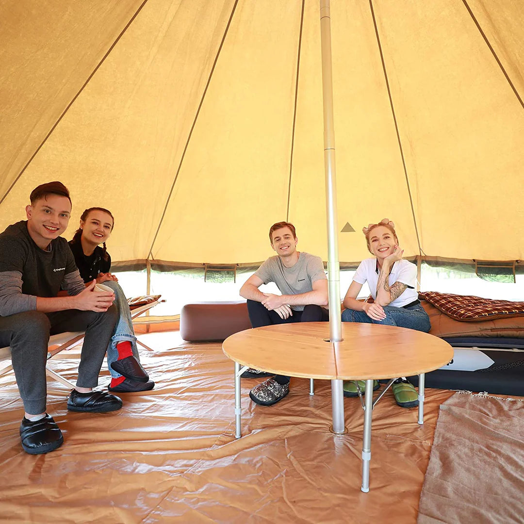 【KingCamp｜キングキャンプ】3-Folding Bamboo Table｜竹製丸型3つ折りテーブル 95cm φ（高さ30〜40cm調整可能）