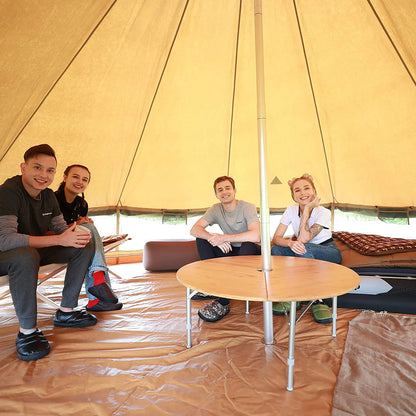 【KingCamp｜キングキャンプ】3-Folding Bamboo Table｜竹製丸型3つ折りテーブル 95cm φ（高さ30〜40cm調整可能）