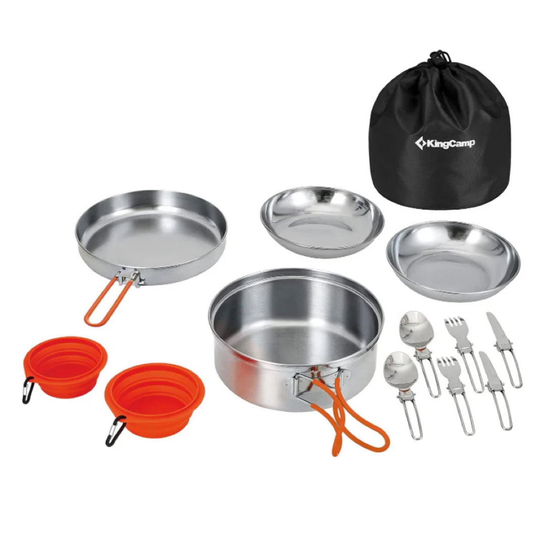 【KingCamp｜キングキャンプ】ステンレスクッカーセット改良版｜12点セット／18点セット アウトドア調理器具