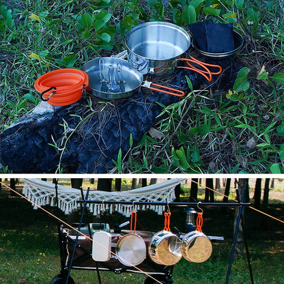 【KingCamp｜キングキャンプ】ステンレスクッカーセット改良版｜12点セット／18点セット アウトドア調理器具