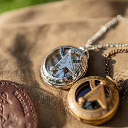 Bush Craft Inc. ブッシュクラフト 懐中コンパス日時計 ブロンズ シルバー