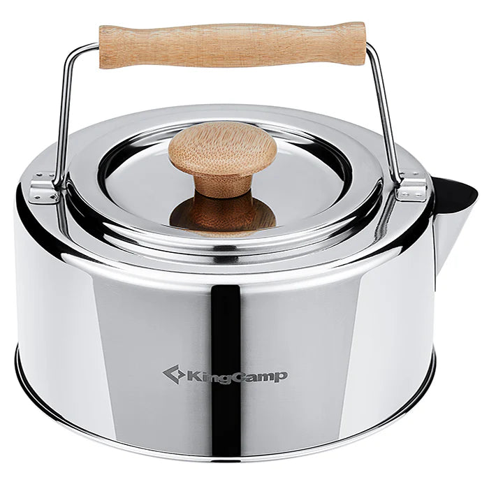 【KingCamp｜キングキャンプ】SKYWALKER KETTLE 1.2L｜竹製ハンドル付き ステンレスケトル コーヒー＆ティーポット