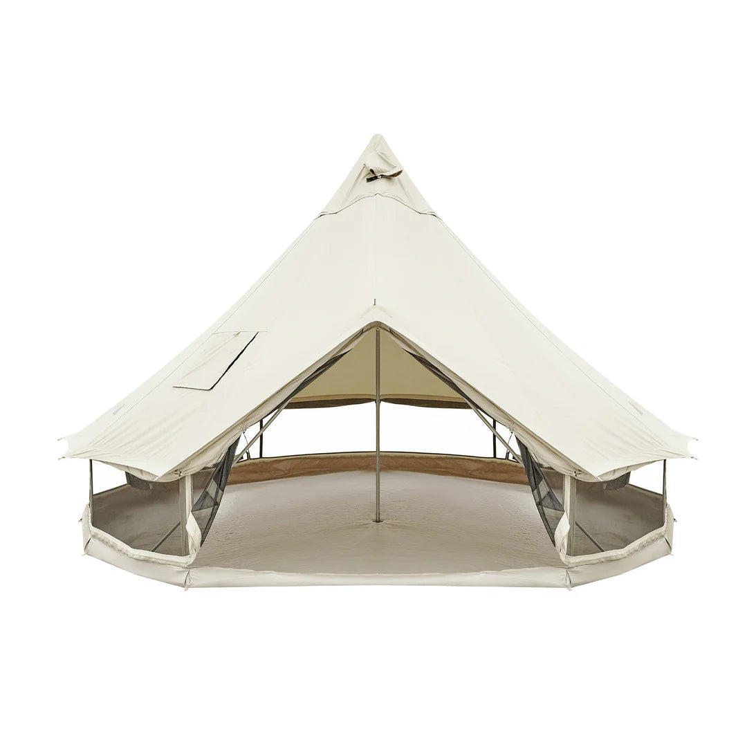 【KingCamp｜キングキャンプ】Canvas Camping Tent 400｜ホワイト｜4mベルテント（100％コットン・二重層・薪ストーブ対応）