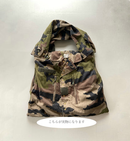 【Yabo】フランス軍ミリタリーリメイク 2WAYショルダーバッグ｜F2ジャケット＆M47チノシャツ使用｜A4対応・ユニセックス可