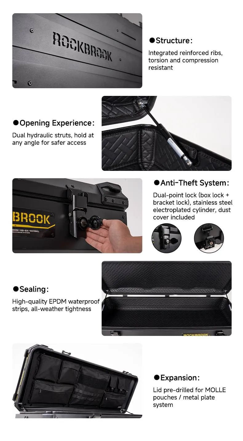ROCKBROOK ロックブルック BX1031 アルミルーフボックス 90L / 110L 防水カーゴボックス クイックリリースブラケット付