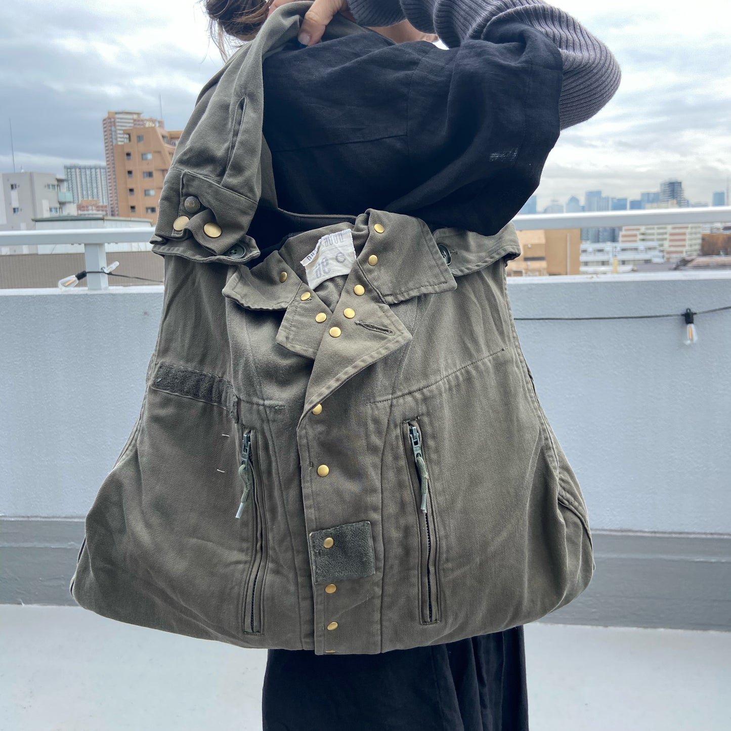 【Yabo】フランス軍ミリタリーリメイク 2WAYショルダーバッグ｜F2ジャケット＆M47チノシャツ使用｜A4対応・ユニセックス可