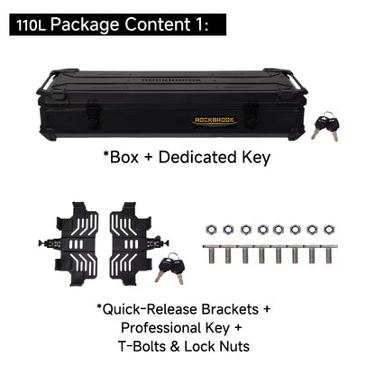 ROCKBROOK ロックブルック BX1031 アルミルーフボックス 90L / 110L 防水カーゴボックス クイックリリースブラケット付