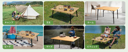 【KingCamp｜キングキャンプ】BAMBOO P10070｜竹製キャンプテーブル 100×70cm 高さ無段階調整（42〜70cm）