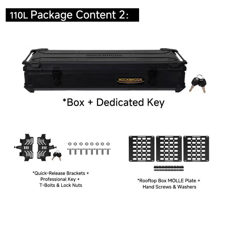ROCKBROOK ロックブルック BX1031 アルミルーフボックス 90L / 110L 防水カーゴボックス クイックリリースブラケット付