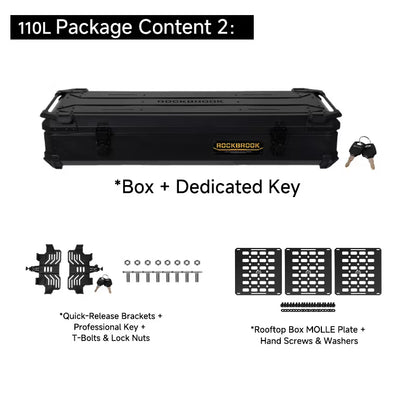 ROCKBROOK ロックブルック BX1031 アルミルーフボックス 90L / 110L 防水カーゴボックス クイックリリースブラケット付