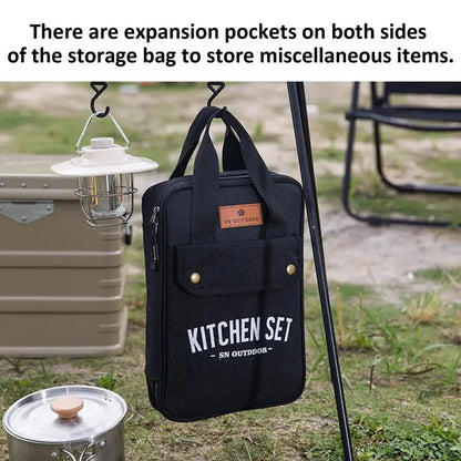 キャンプキッチンセット 8点収納バッグ付き｜304ステンレス製アウトドア調理器具セット