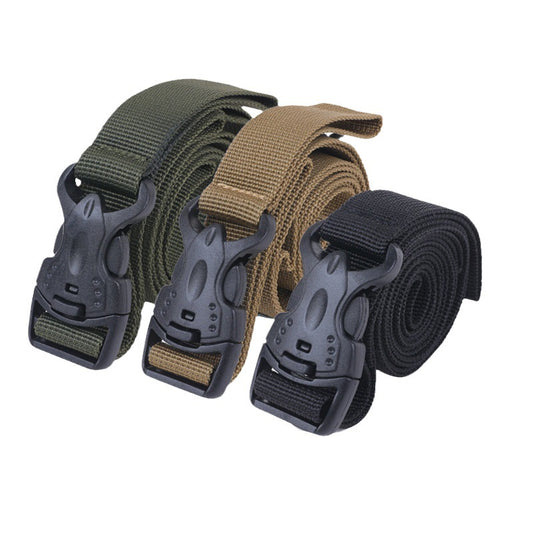 アウトドア固定ベルト ナイロンロープ｜バックル付きキャンプ用タイダウンストラップ（ブラック／ミリタリーグリーン／カーキ）