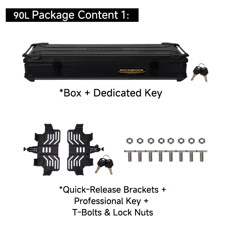 ROCKBROOK ロックブルック BX1031 アルミルーフボックス 90L / 110L 防水カーゴボックス クイックリリースブラケット付