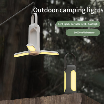 折りたたみ式LEDキャンプランプ｜大容量10000mAh・三色切替・USB充電式ポータブルライト