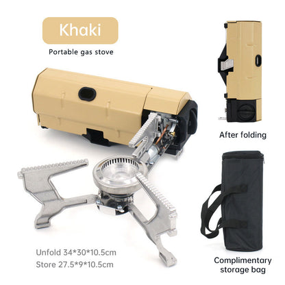 折りたたみ式カード型ガスストーブ｜2600W強火力・携帯用アウトドアコンロ（カーキ/グリーン/ホワイト）