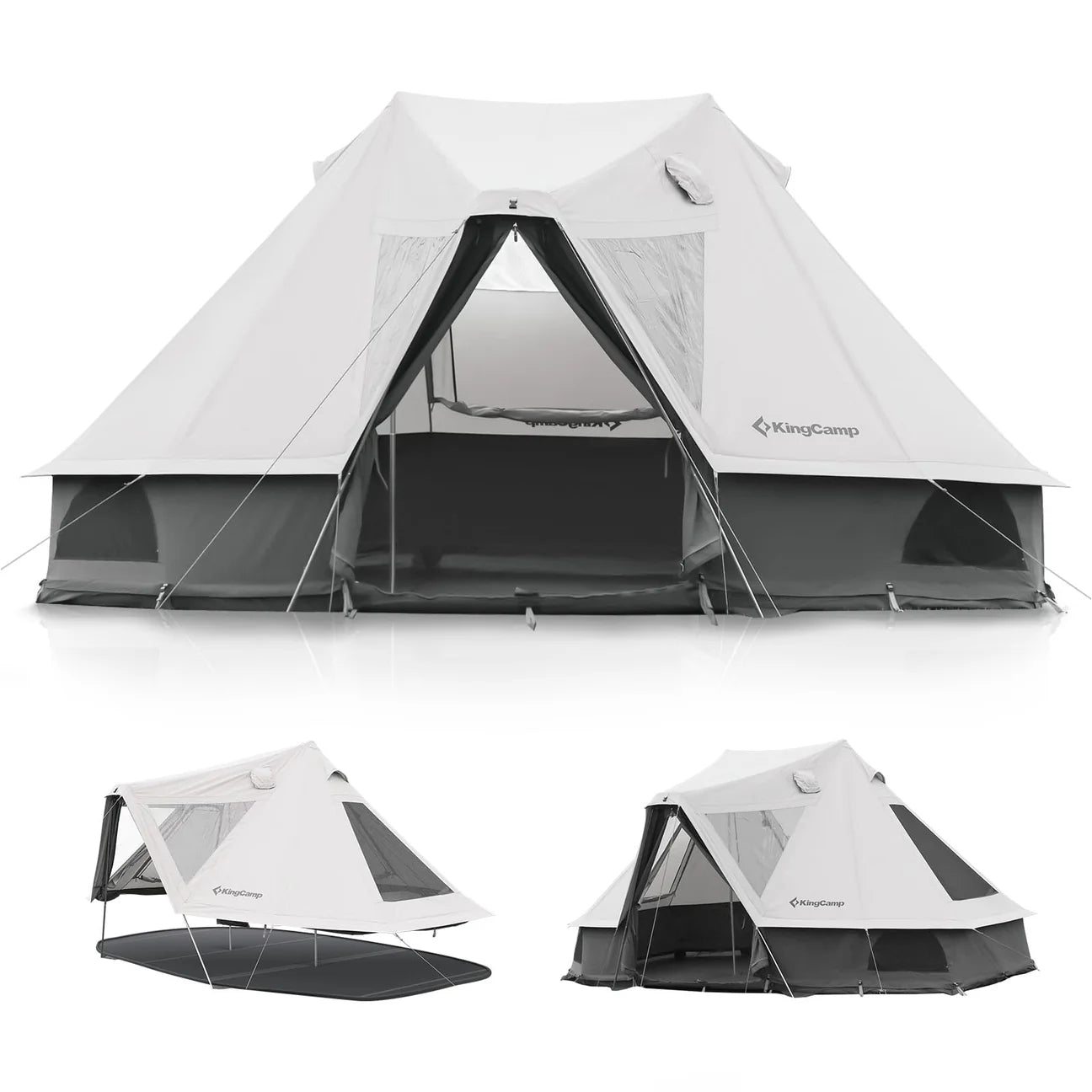 【KingCamp｜キングキャンプ】Khan Villa Tent｜グレー｜8人用 コットン グランピングテント（4シーズン対応）