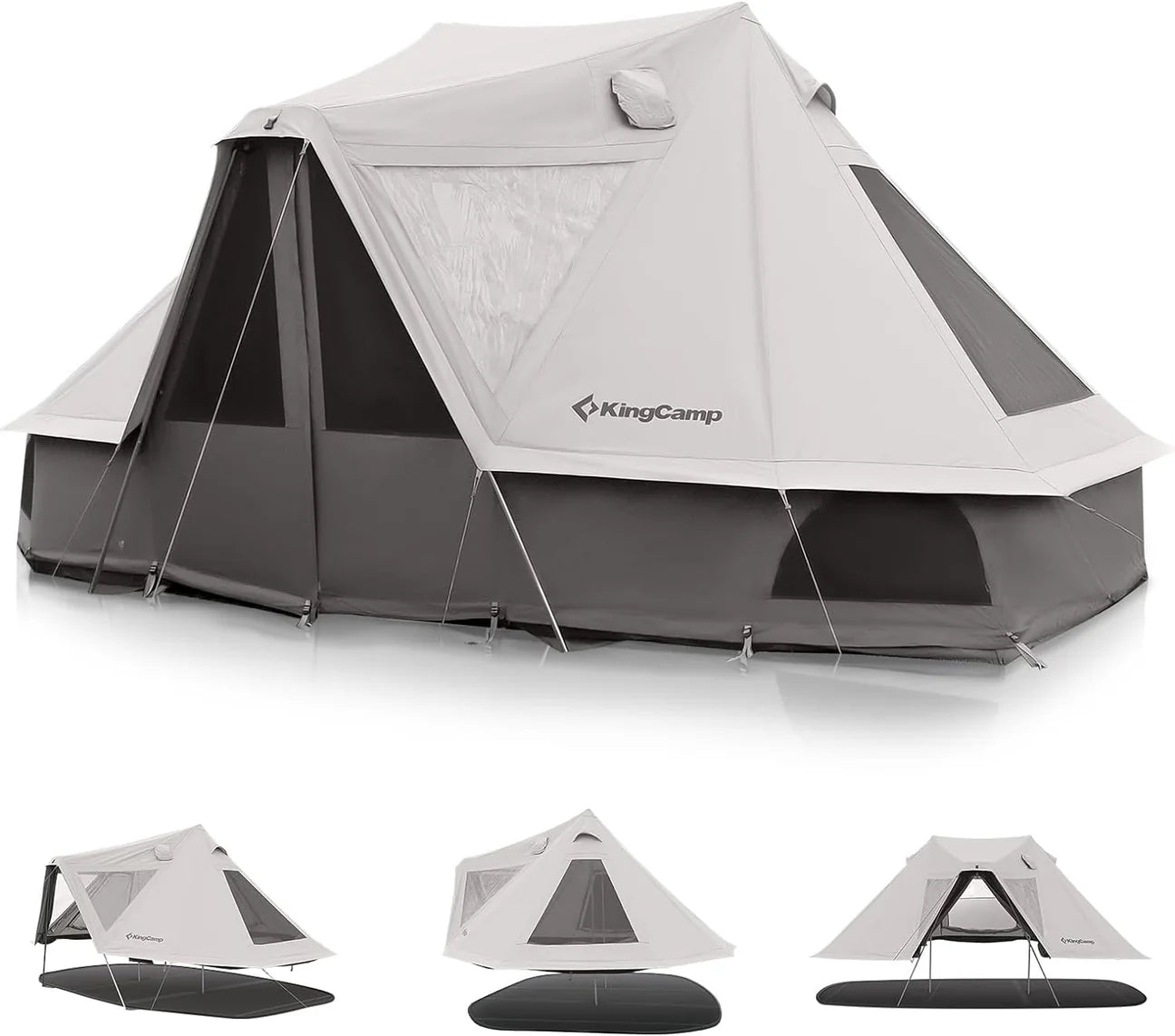 【KingCamp｜キングキャンプ】Khan Villa Tent｜グレー｜8人用 コットン グランピングテント（4シーズン対応）