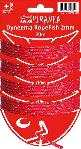SwissPiranha（スイスピラニア）Dyneema RopeFish 20m 2mm（ダイニーマ ロープフィッシュ）高強度コード