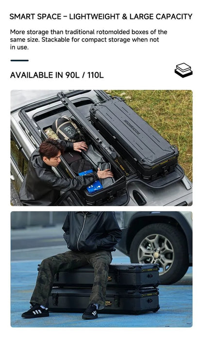 ROCKBROOK ロックブルック BX1031 アルミルーフボックス 90L / 110L 防水カーゴボックス クイックリリースブラケット付