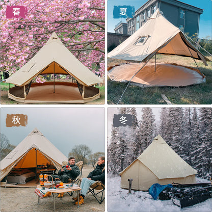 【KingCamp｜キングキャンプ】Canvas Camping Tent 400｜ホワイト｜4mベルテント（100％コットン・二重層・薪ストーブ対応）