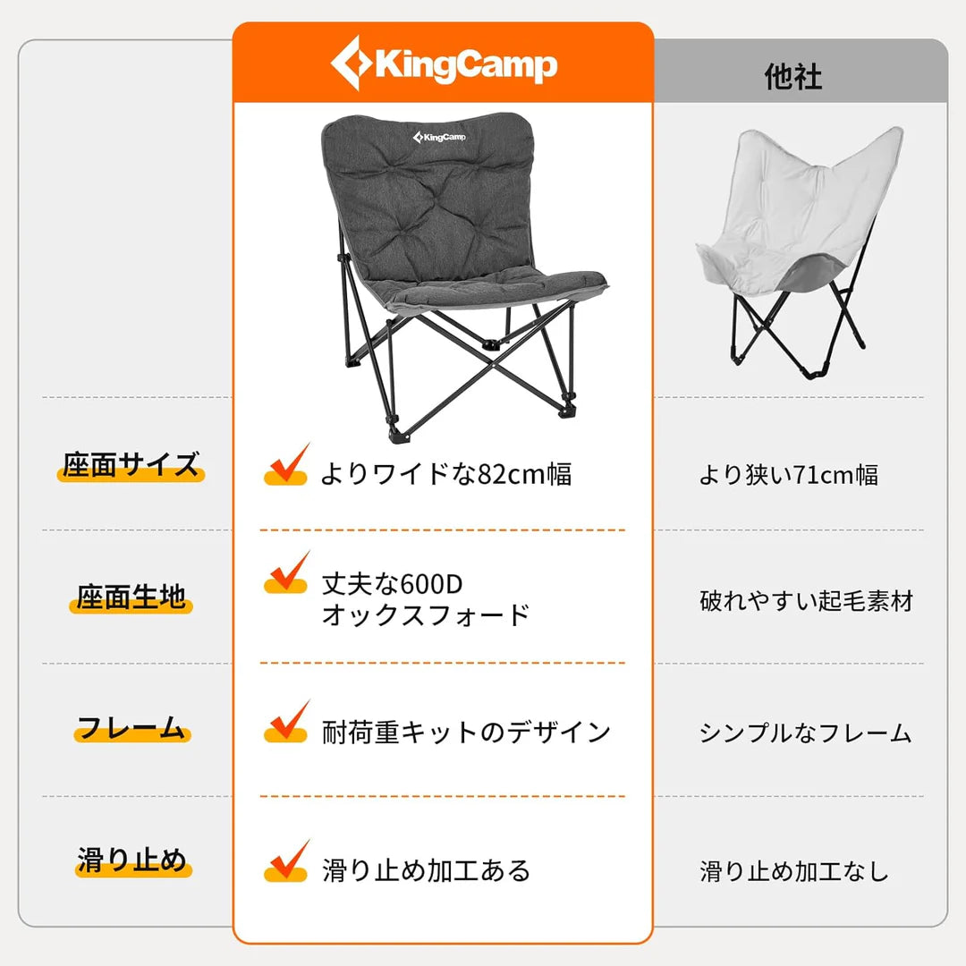 【KingCamp｜キングキャンプ】LEMON C10 バタフライチェア｜折りたたみ式 一人掛けチェア クッション付き