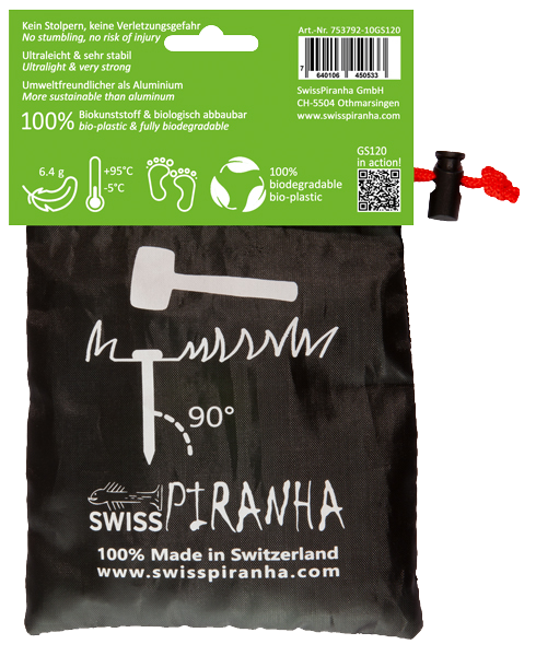 SwissPiranha（スイスピラニア）GreenShark（グリーンシャーク）GSシリーズ 植物由来バイオプラスチック 超軽量テントペグ