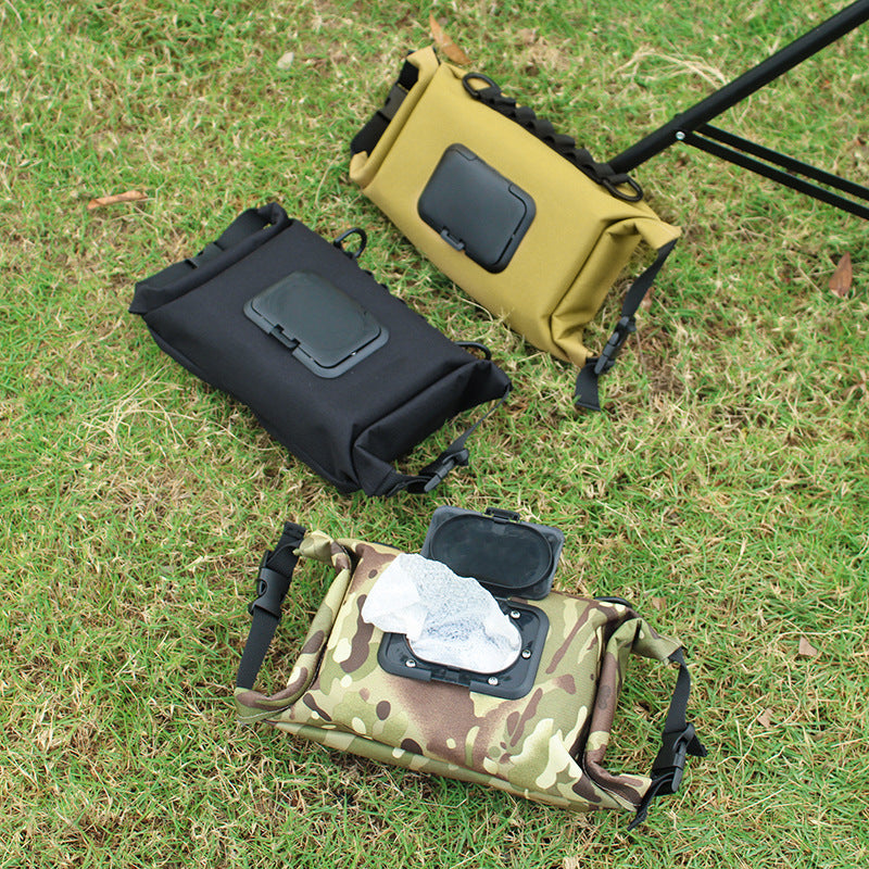 Outdoor Camping Wet Tissue Paper Box｜防水キャンバス製 ティッシュ収納バッグ（ブラック／抹茶カラー／フローラル柄）