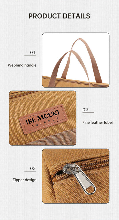 キャンプ用ペグ収納バッグ｜円筒型キャンバス製・大容量ツールバッグ（ブラウン）