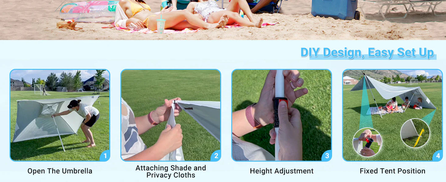 【KingCamp｜キングキャンプ】2-in-1 ビーチアンブレラ＆サンシェードキャノピー（ベージュ）