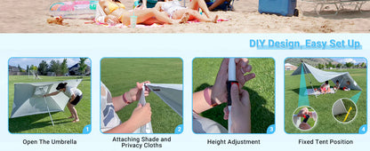 【KingCamp｜キングキャンプ】2-in-1 ビーチアンブレラ＆サンシェードキャノピー（ベージュ）