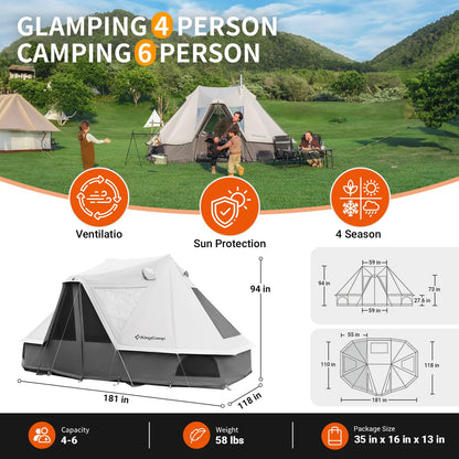 【KingCamp｜キングキャンプ】Khan Villa Tent｜グレー｜8人用 コットン グランピングテント（4シーズン対応）