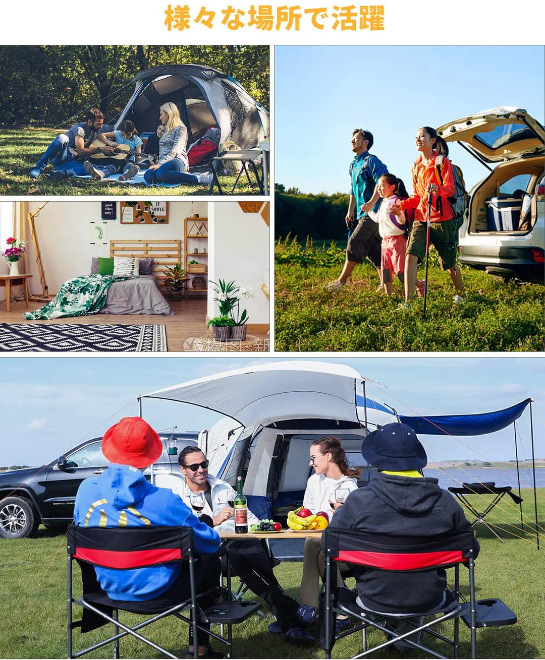 【KingCamp｜キングキャンプ】3-Folding Bamboo Table｜竹製丸型3つ折りテーブル 95cm φ（高さ30〜40cm調整可能）