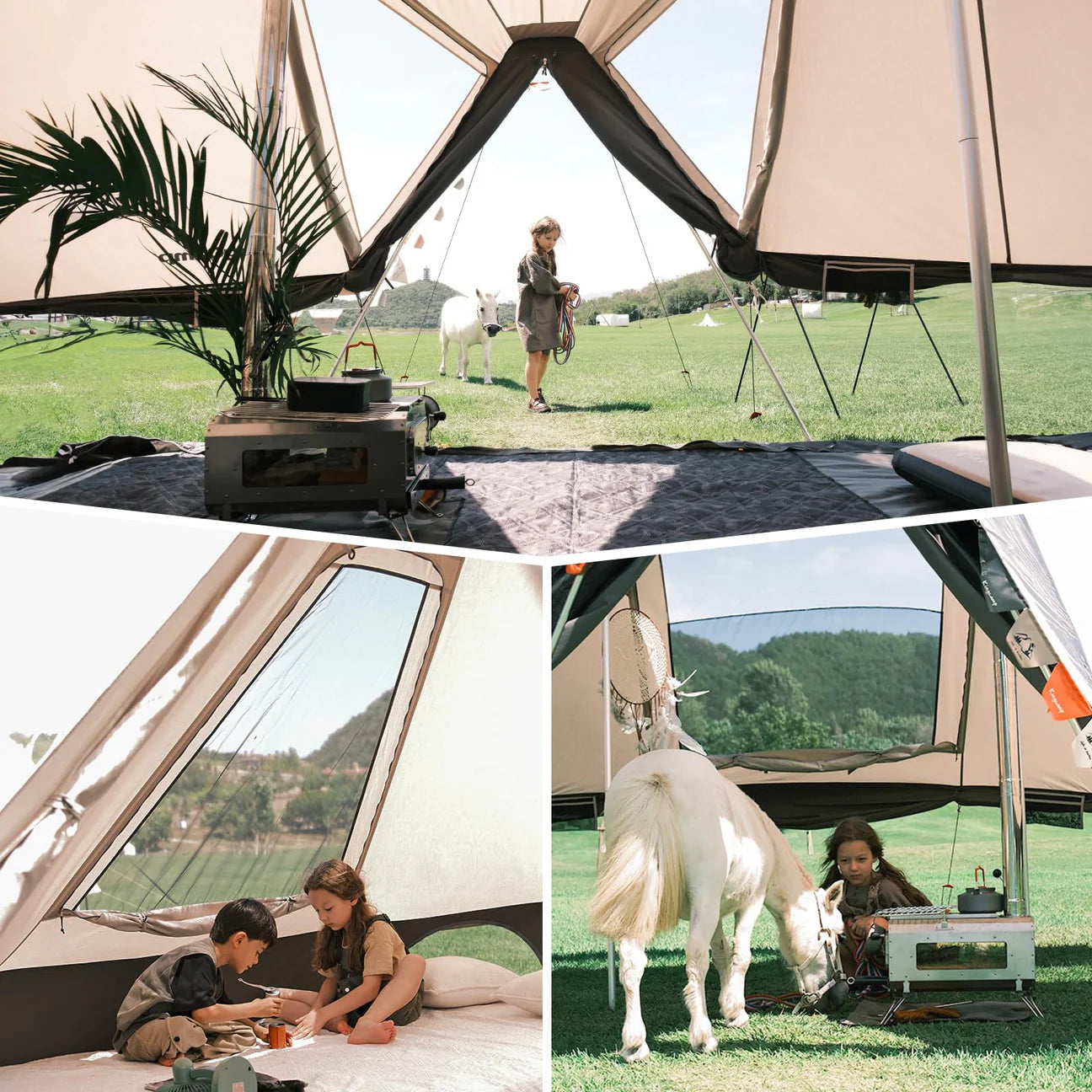 【KingCamp｜キングキャンプ】Khan Villa Tent｜グレー｜8人用 コットン グランピングテント（4シーズン対応）