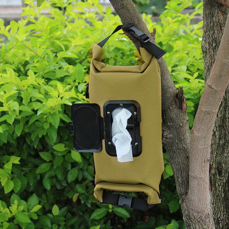 Outdoor Camping Wet Tissue Paper Box｜防水キャンバス製 ティッシュ収納バッグ（ブラック／抹茶カラー／フローラル柄）